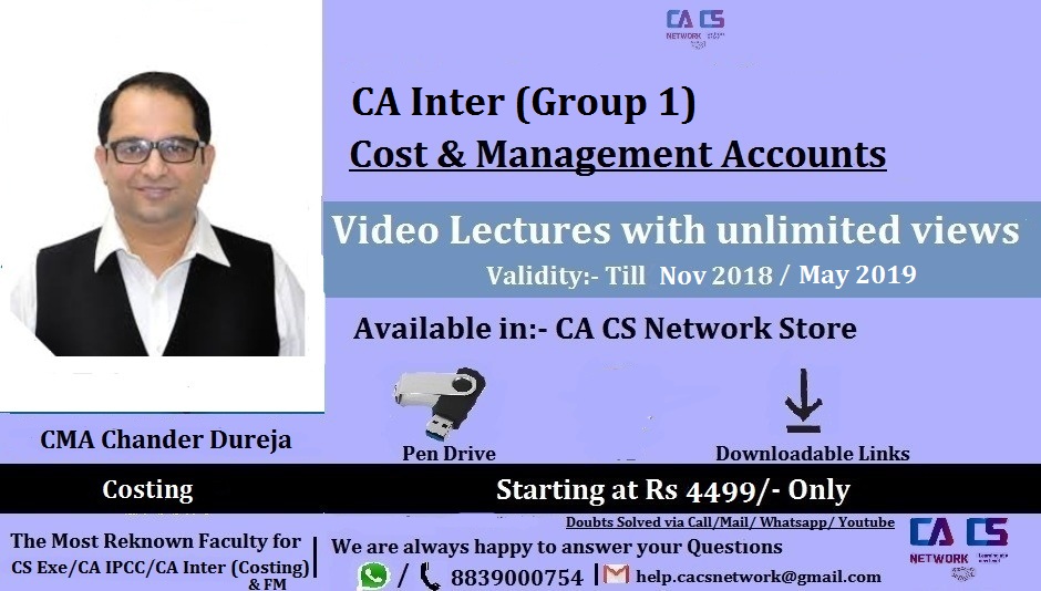 Cost & Management Accounting CA Inter Lectures (By CMA Chander Dureja)