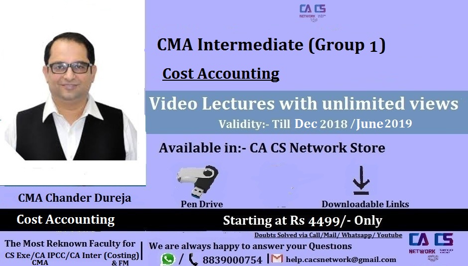 Cost Accounting CMA Inter Lectures By CMA Chander Dureja