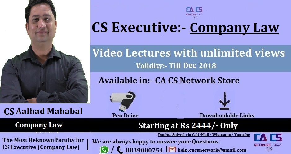 Company Law CS Executive (By CS Aalhad Mahabal)