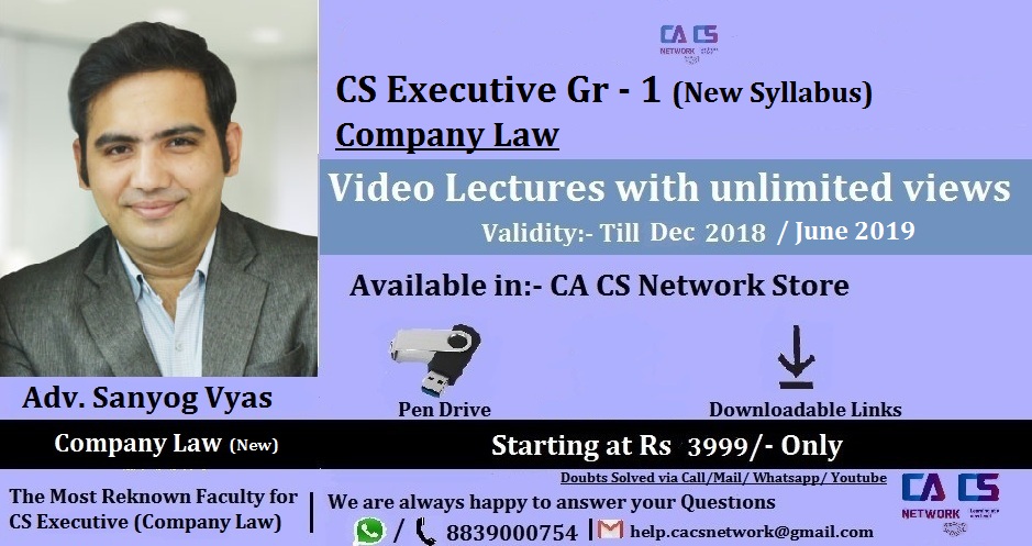 Company Law CS Executive (New Syllabus) Lectures By Adv. Sanyog Vyas