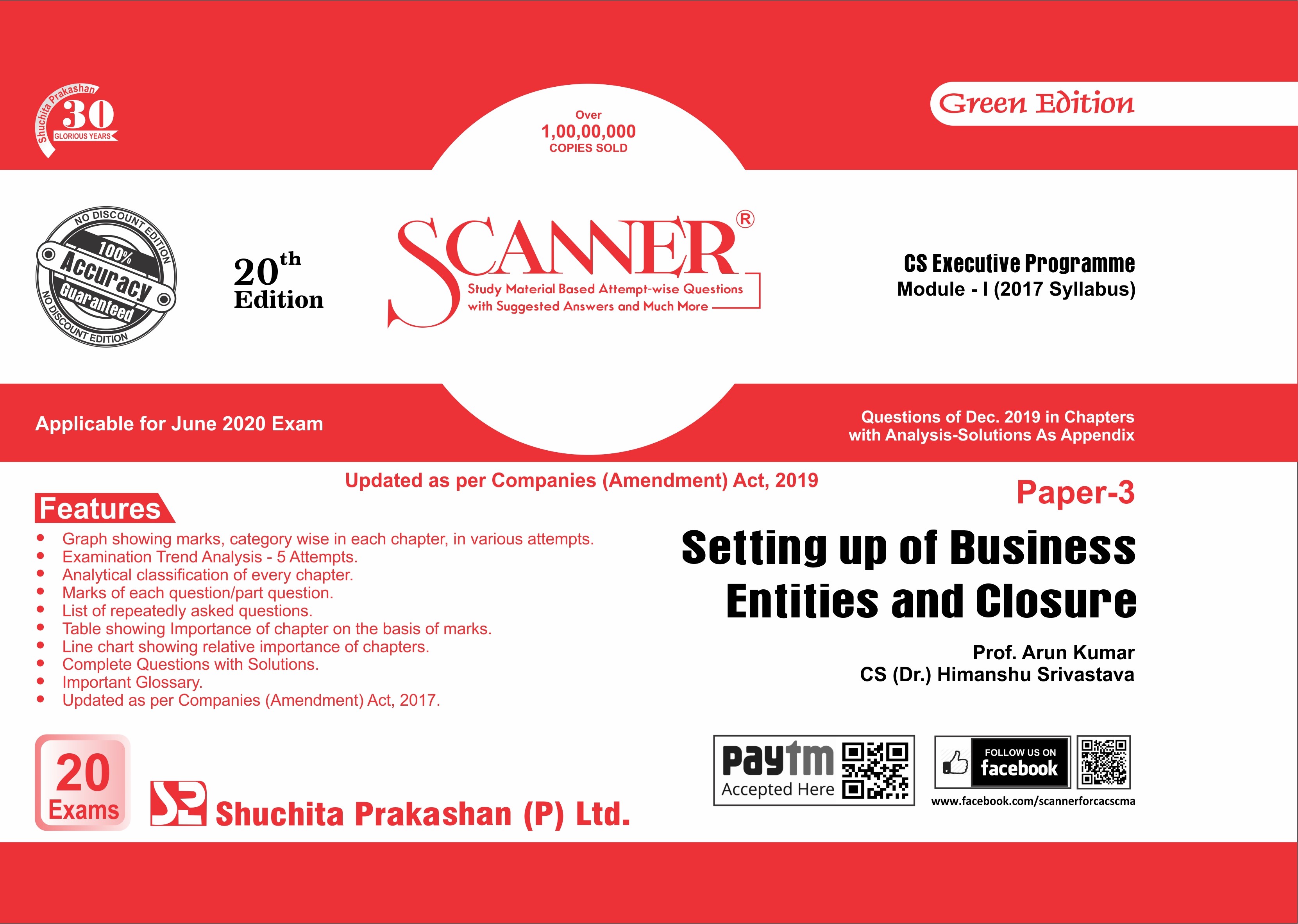 Setting up of Business Entities & Closure Solved Scanner CS Executive Module-I (2017 Syllabus) Paper-3