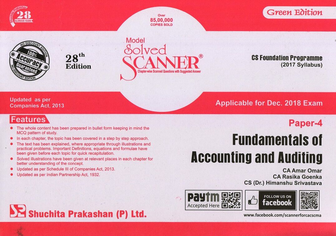 Fundamentals of Accounting and Auditing Solved Scanner CS Foundation (2017 Syllabus) Paper-4