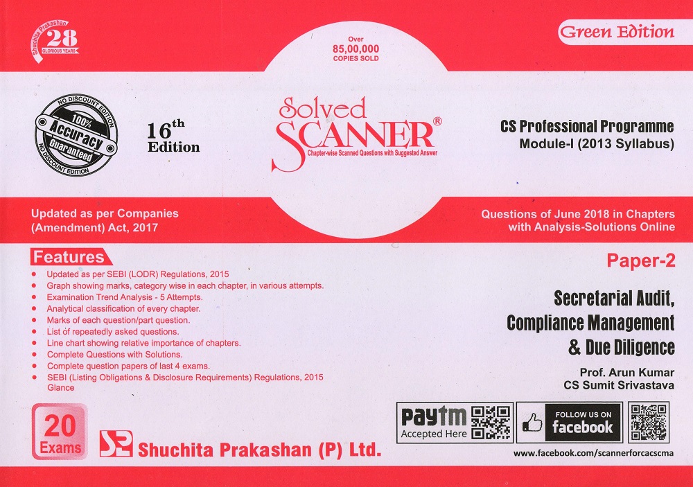 Secretarial Audit, Compliance Mngt & DD Solved Scanner CS Professional Programme Module-1 (2013 Syllabus) Paper-2