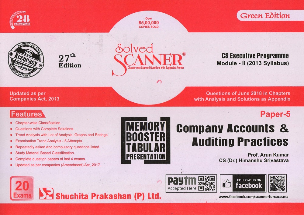 Company Accounts & Auditing Practice Solved Scanner CS Executive Programme Module-2 (2013 Syllabus) Paper-5